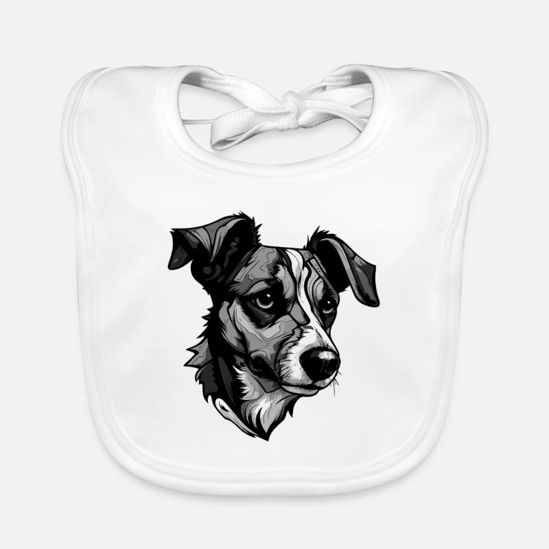 Jack Russel Terrier Hund Portrait - Baby Bio-Lätzchen - Weiß