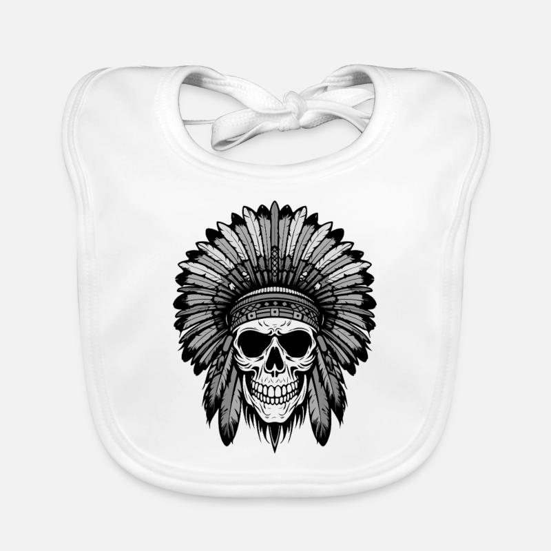 Apache Indian Chief Skull Organic Baby Bibs