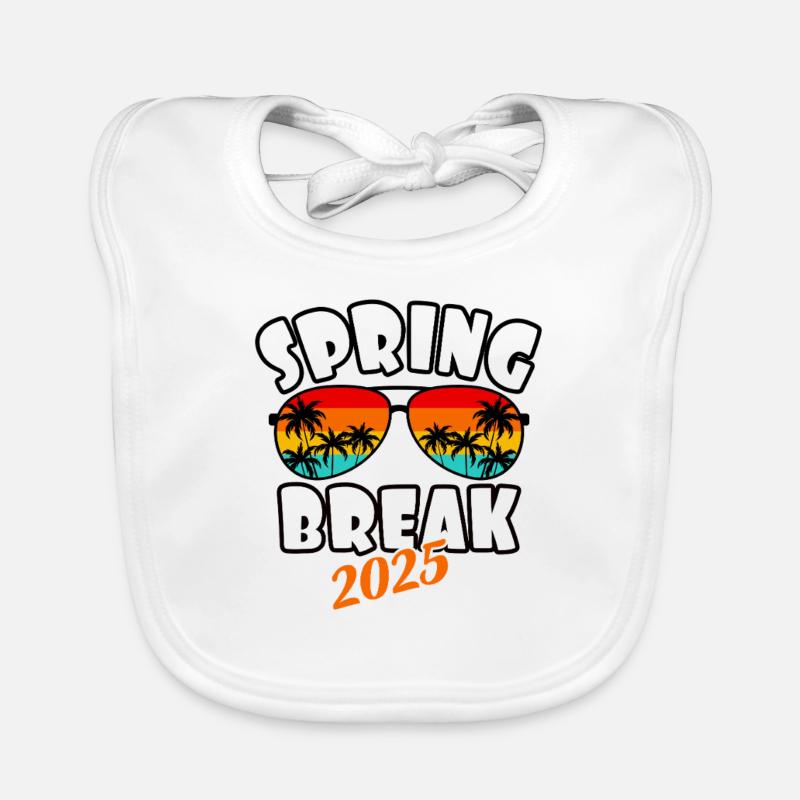 Spring Break 2025 Retro Sunset & Beach Organic Baby Bibs