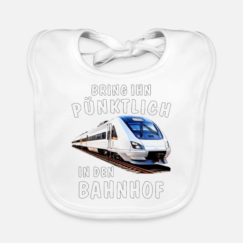 TRAIN AMENEZ-LE À LA GARE À L’HEURE Bavoir bio Bébé