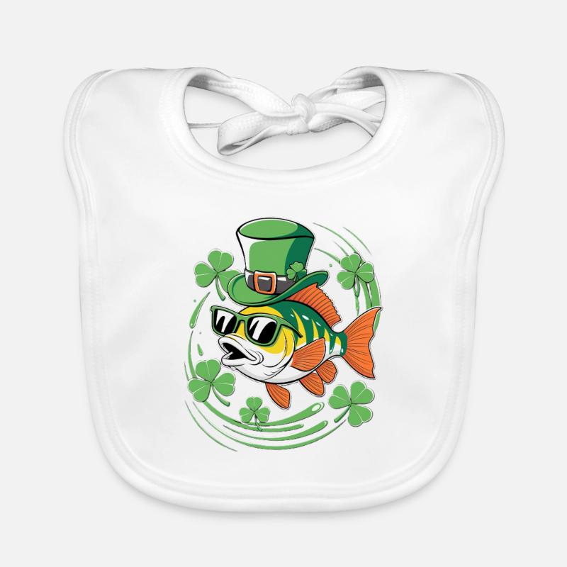 St. Patrick's Day with fish and shamrocks Organic Baby Bibs