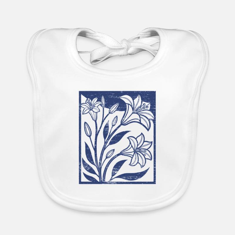 Lilies - Woodcut - Spring - Summer - Saying Organic Baby Bibs