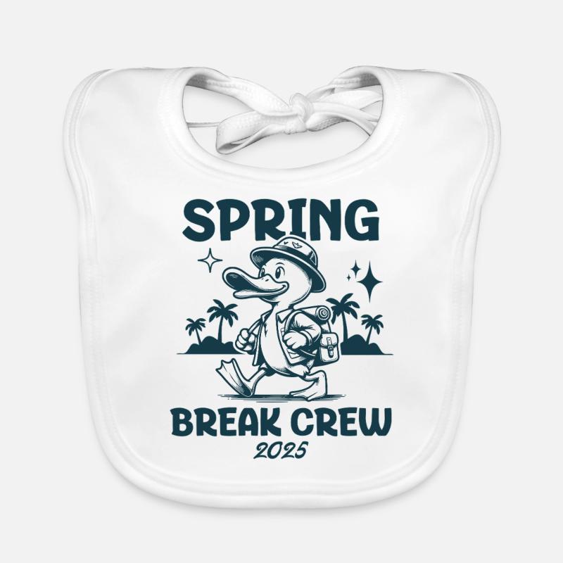 Spring Break Crew 2025 Beach Vacay Vibes Cute Duck Organic Baby Bibs