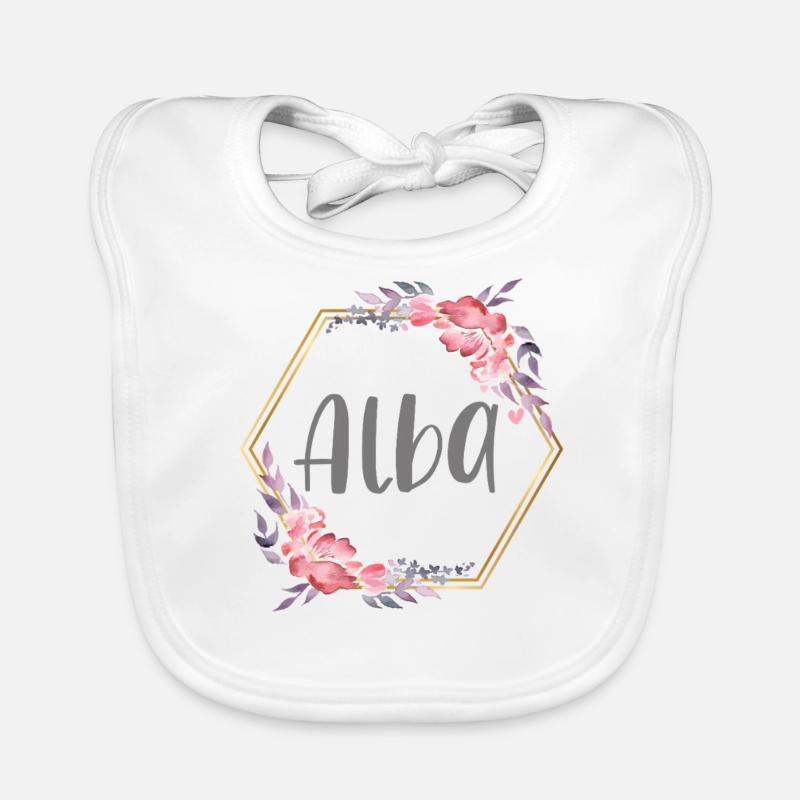 Alba Mädchen Name personalisiertes Geschenk Baby Bio-Lätzchen