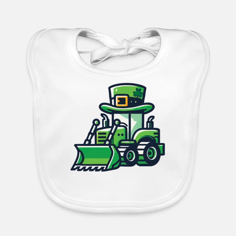Véhicules de construction avec chapeau de la Saint-Patrick Bavoir bio Bébé