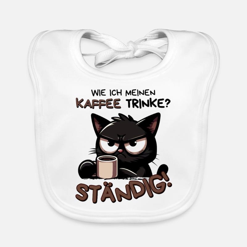 Kaffee. Ständig. Schwarze Katze mit Koffeinblick Baby Bio-Lätzchen