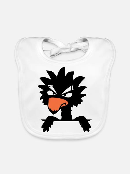 Raven Bird Peeps Evil Cool Funny Comic Humor Fun - Organic Baby Bibs - white - Front