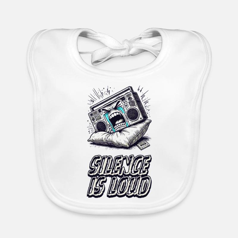 Silence Is Loud – Radio screams into a pillow Organic Baby Bibs