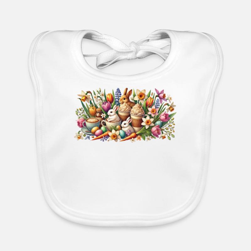 Amateur de café de Pâques avec lapin de Pâques Bavoir bio Bébé