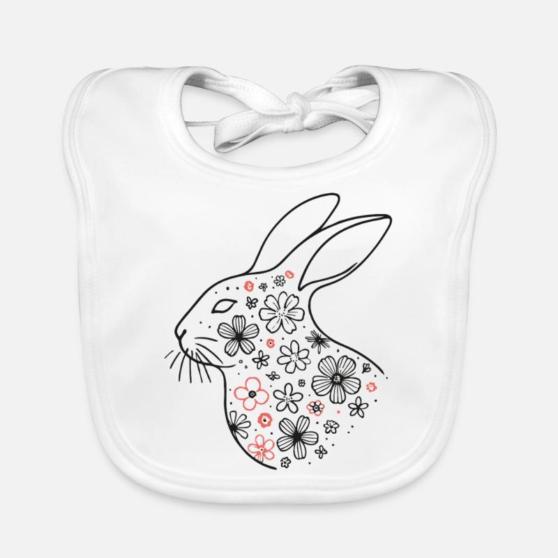 Easter Floral Bunny Vintage Retro Style Organic Baby Bibs
