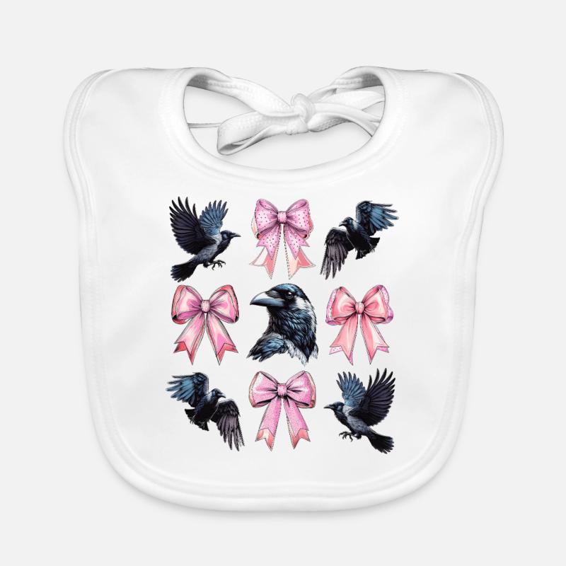 Coquette Bogen Krähe Rabe Vogel Mädchen Mama rosa Baby Bio-Lätzchen