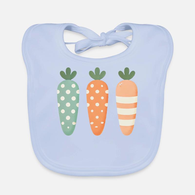 Cute Easter Carrots Pastel Stripe Dots Organic Baby Bibs