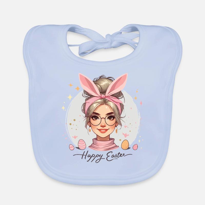 Easter cheerful design with bunny ears Organic Baby Bibs