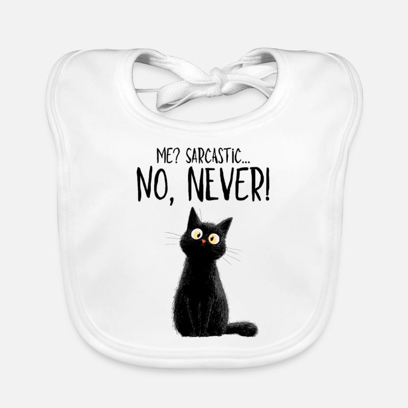 Me sarcastic? Never! - Schwarze Katze mit Humor Baby Bio-Lätzchen