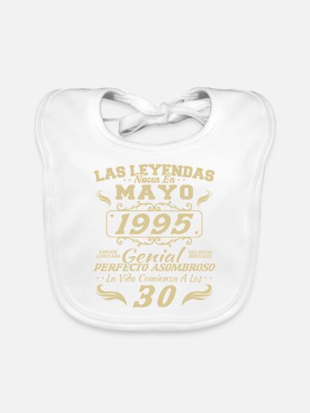 Mai 1995 Vintage Geburtstagsgeschenk - Baby Bio-Lätzchen - Weiß - Vorne