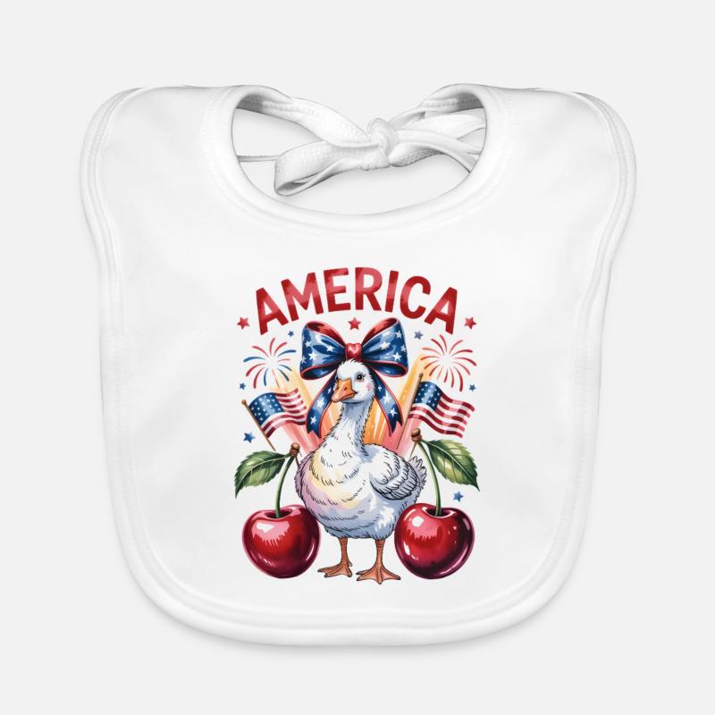 4th of July goose with cherries Organic Baby Bibs