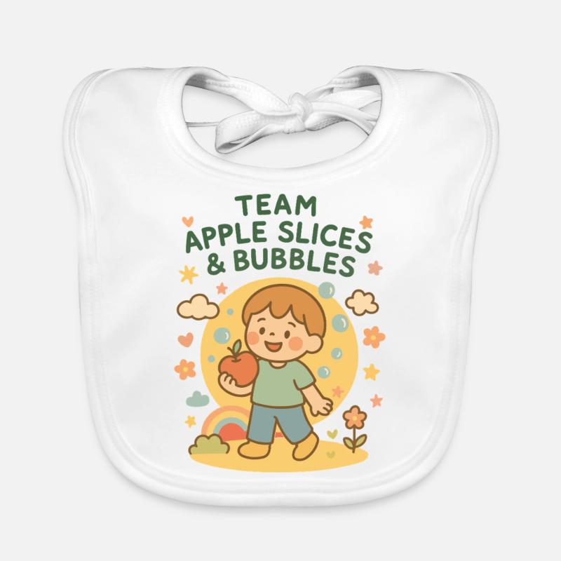 Team Apple Slices & Bubbles Lustiges Kindergarten Baby Bio-Lätzchen