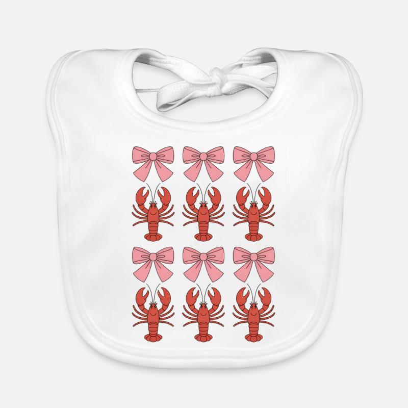Coquette Lobster Bows Pattern Organic Baby Bibs