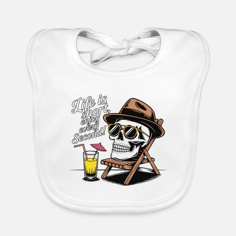 SKELETONS, LIFE IS SHORT, ENJOY EVERY SECOND Organic Baby Bibs