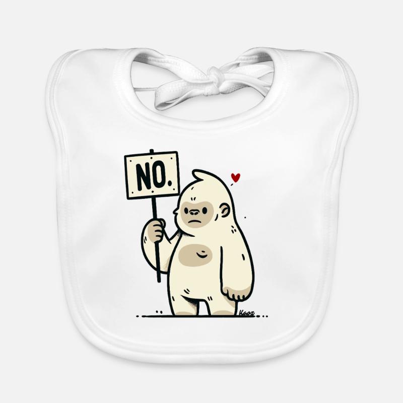 Lustiger Gorilla Affe mit Nein Schild Comic Stil Baby Bio-Lätzchen