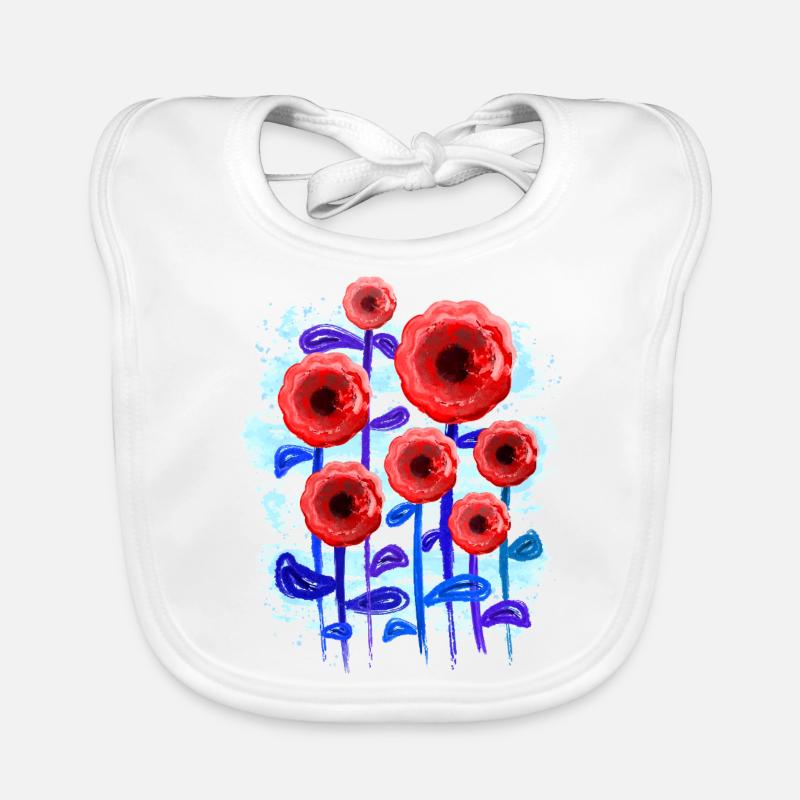 Rote Blumen (Wasserfarben) Baby Bio-Lätzchen