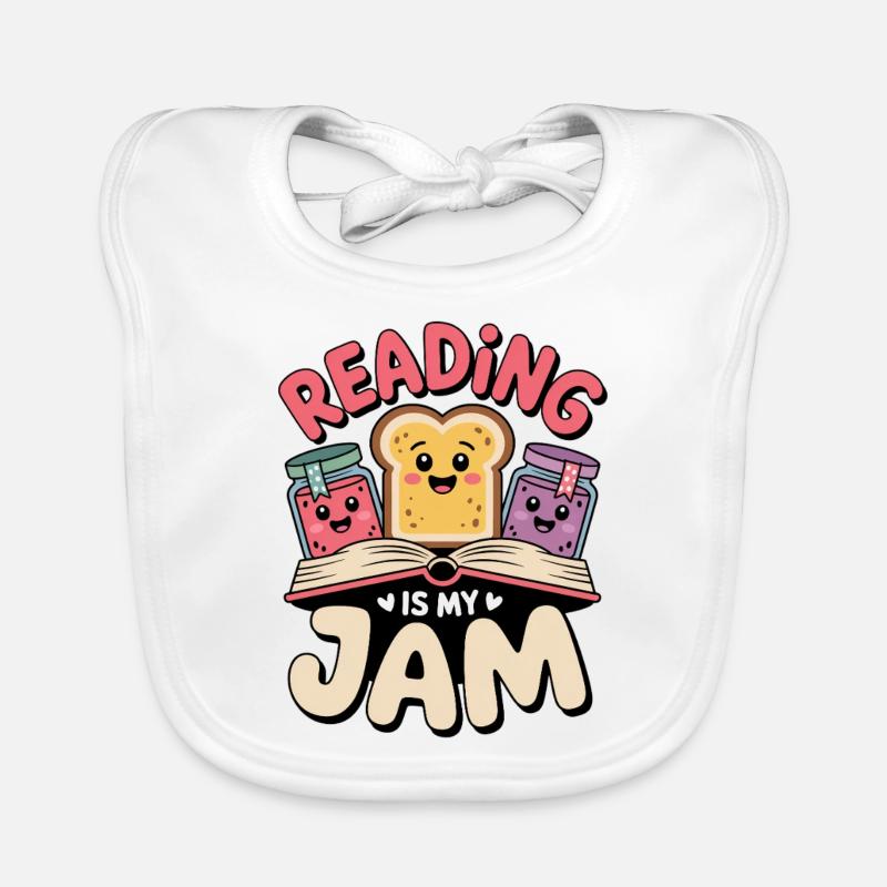 Reading is my jam Funny book motif Organic Baby Bibs
