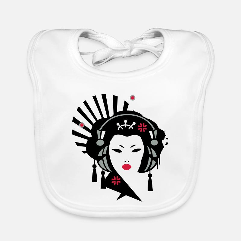 Geisha mit Kopfhörer Baby Bio-Lätzchen