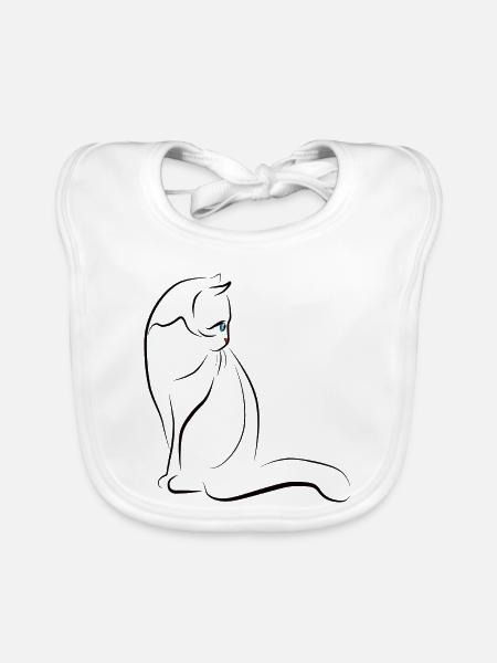 Katzensilhouette mit Farbakzent, Katze - Baby Bio-Lätzchen - Weiß