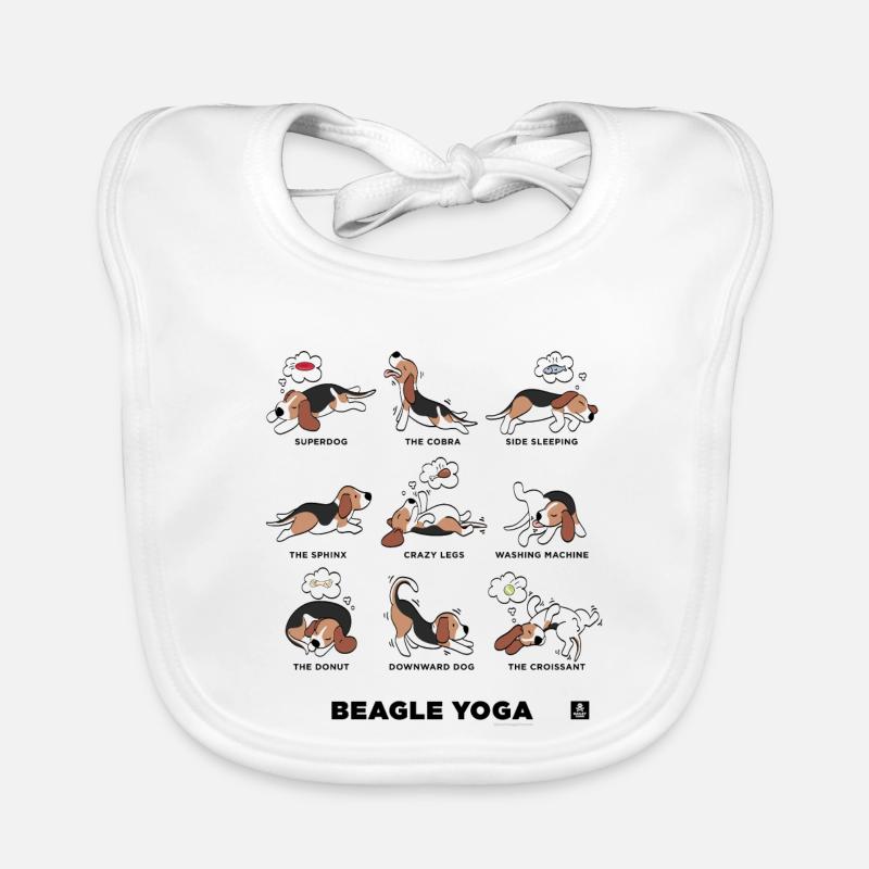 BEAGLE YOGA - Baby Bio-Lätzchen - Weiß