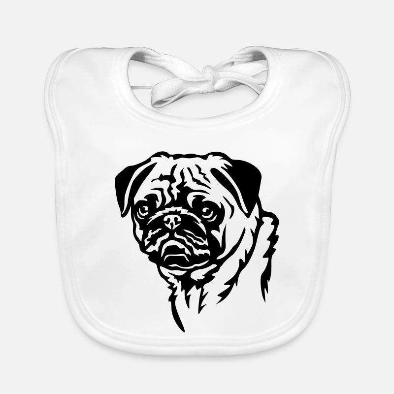 Pug Head Organic Baby Bibs