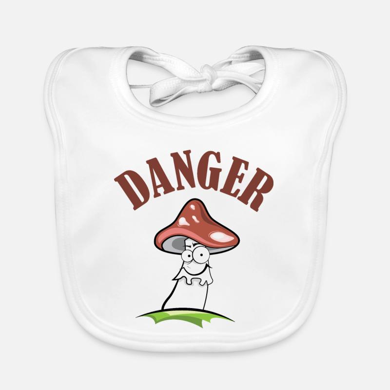 Toadstool danger symbol comic funny Organic Baby Bibs
