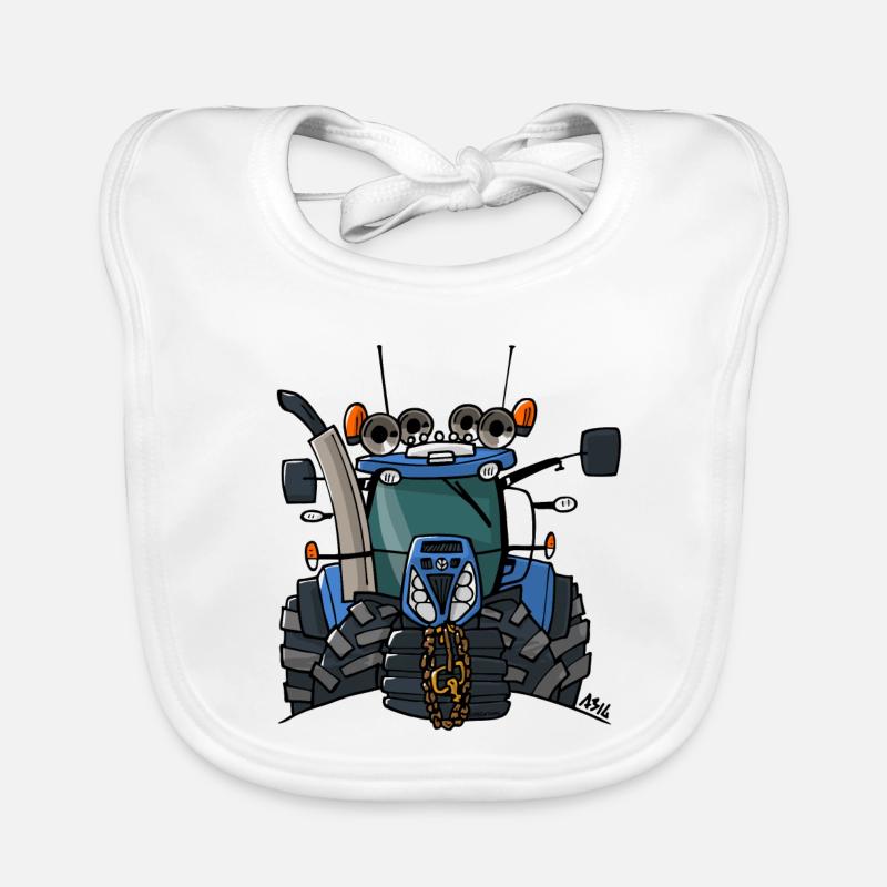 0397 Blauer Traktor Baby Bio-Lätzchen