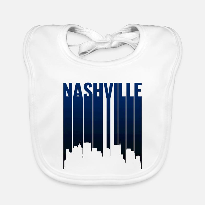 Nashville Skyline Midnight Blue Silhouette Organic Baby Bibs