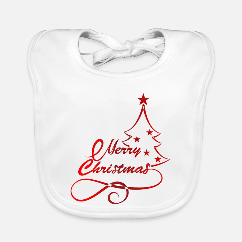 Festive Christmas Tree Silhouette Print Organic Baby Bibs