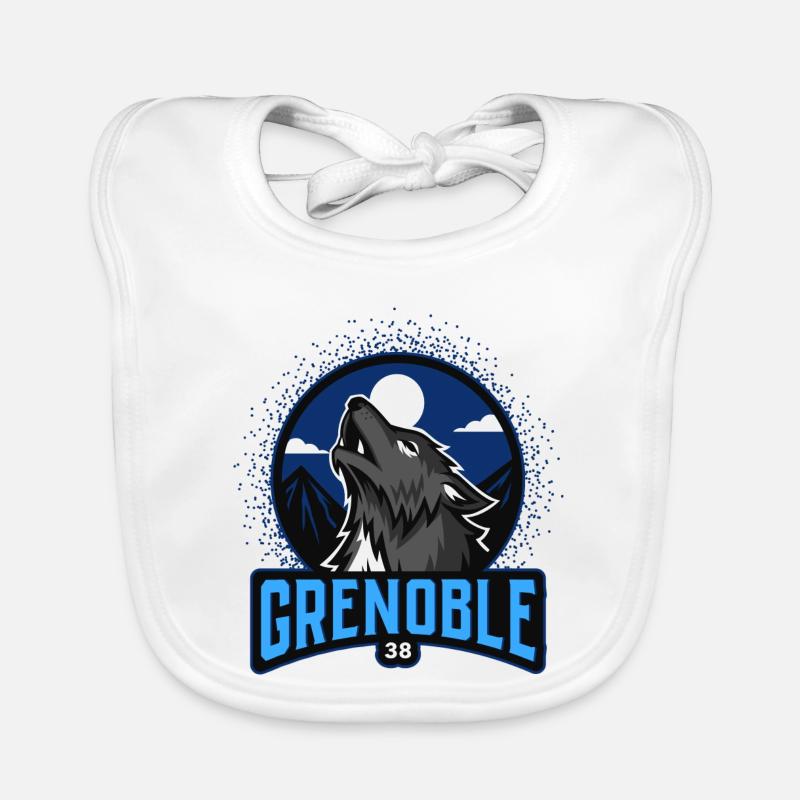 Grenoble et le loup - Bavoir bio Bébé - blanc