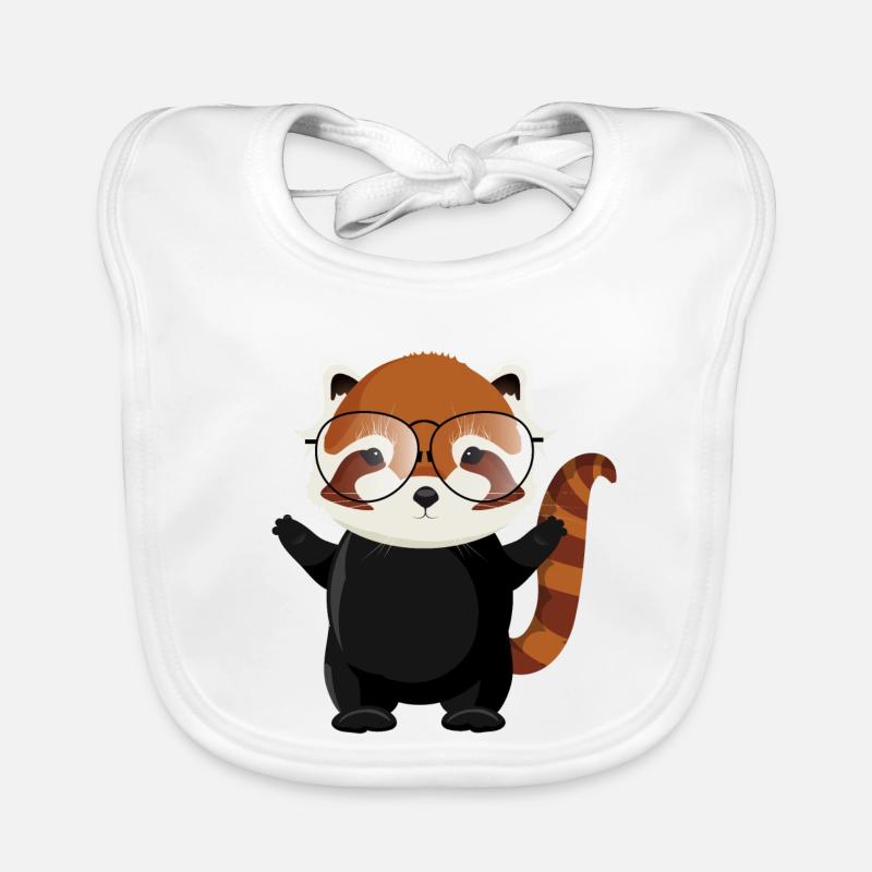 funny red panda bear with nerd glasses Organic Baby Bibs