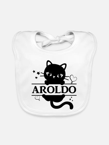 t-shirt Aroldo t shirt chat cadeau idée chat chat chat - Bavoir bio Bébé - blanc - Devant