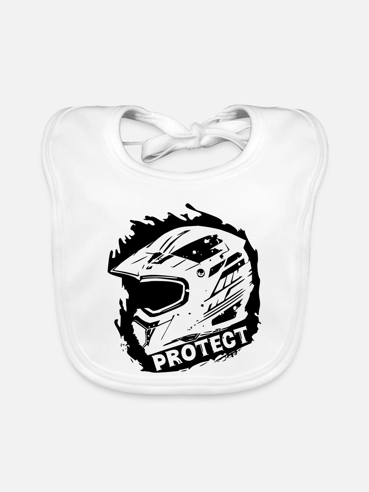 Protect - Schutzhelm [Schwarz] - Baby Bio-Lätzchen - Weiß - Vorne