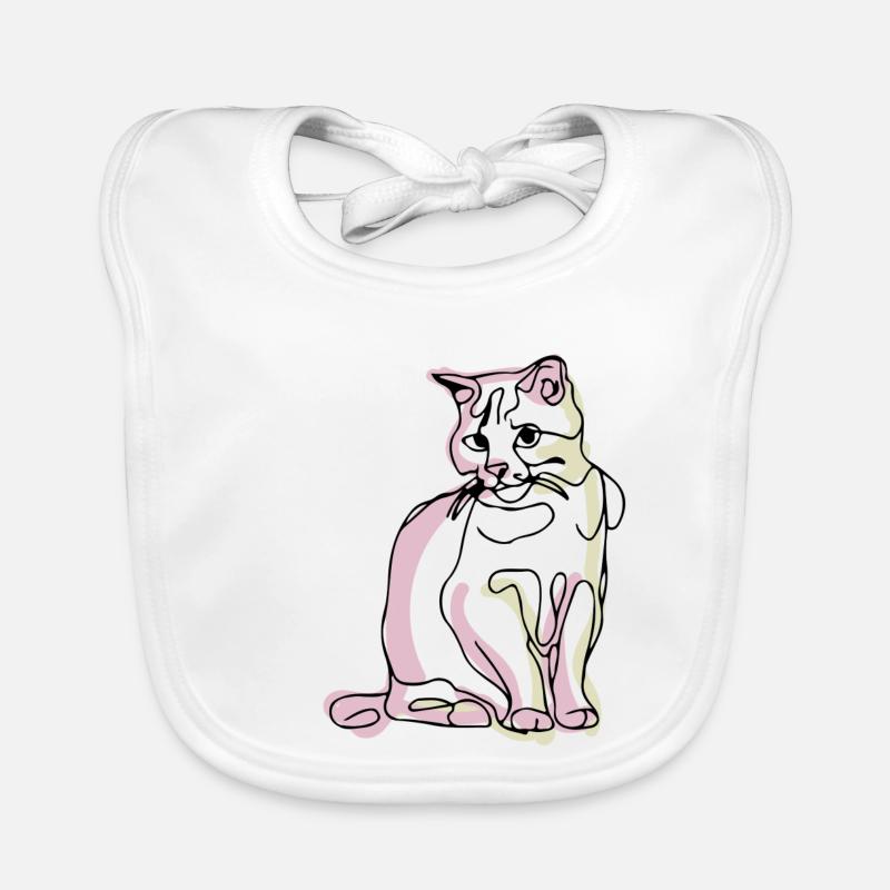Cat- dessin au trait Bavoir bio Bébé