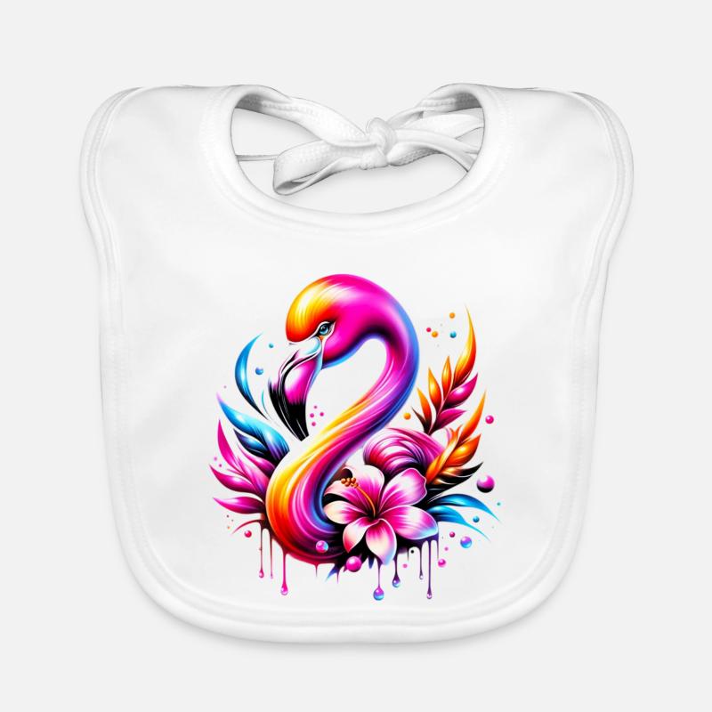 Flamingo - Baby Bio-Lätzchen - Weiß