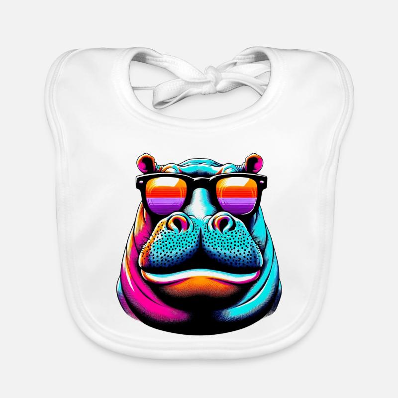 Hippopotame avec lunettes de soleil Bavoir bio Bébé