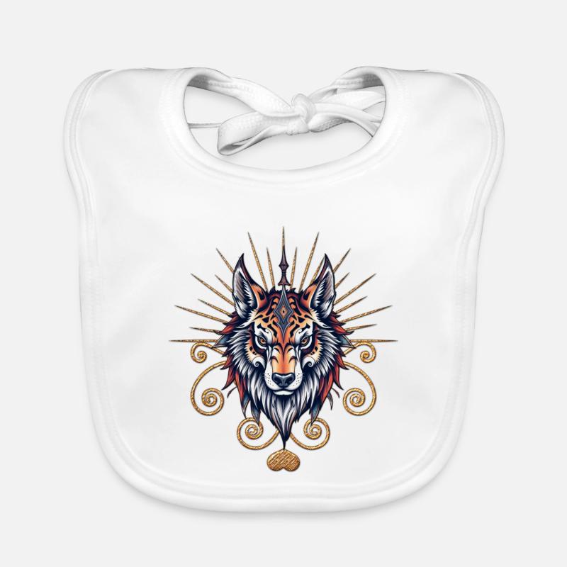 Stunning Wolf Head Organic Baby Bibs