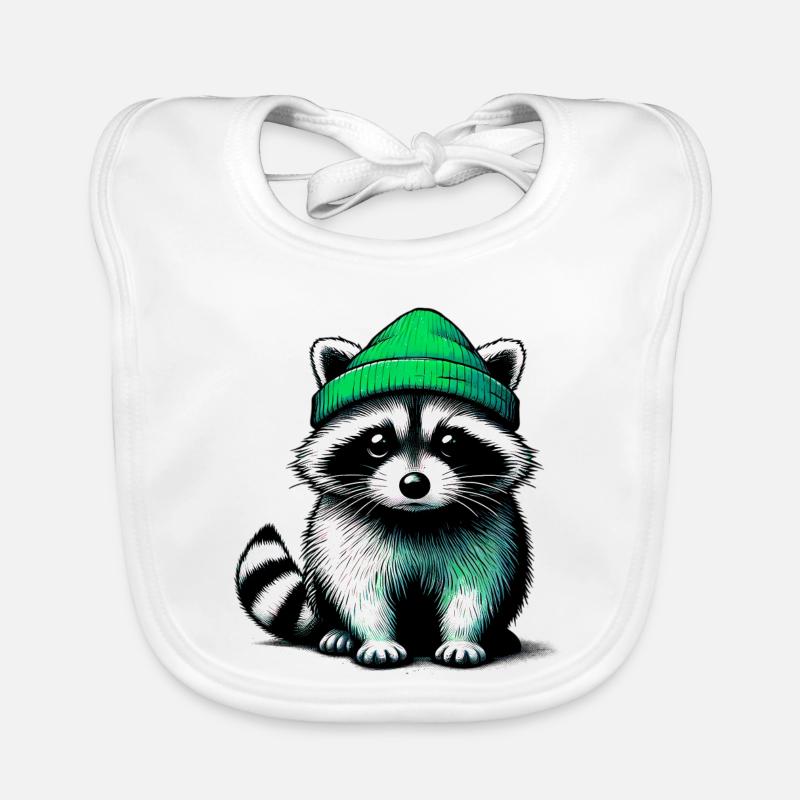 Waschbär - Baby Bio-Lätzchen - Weiß