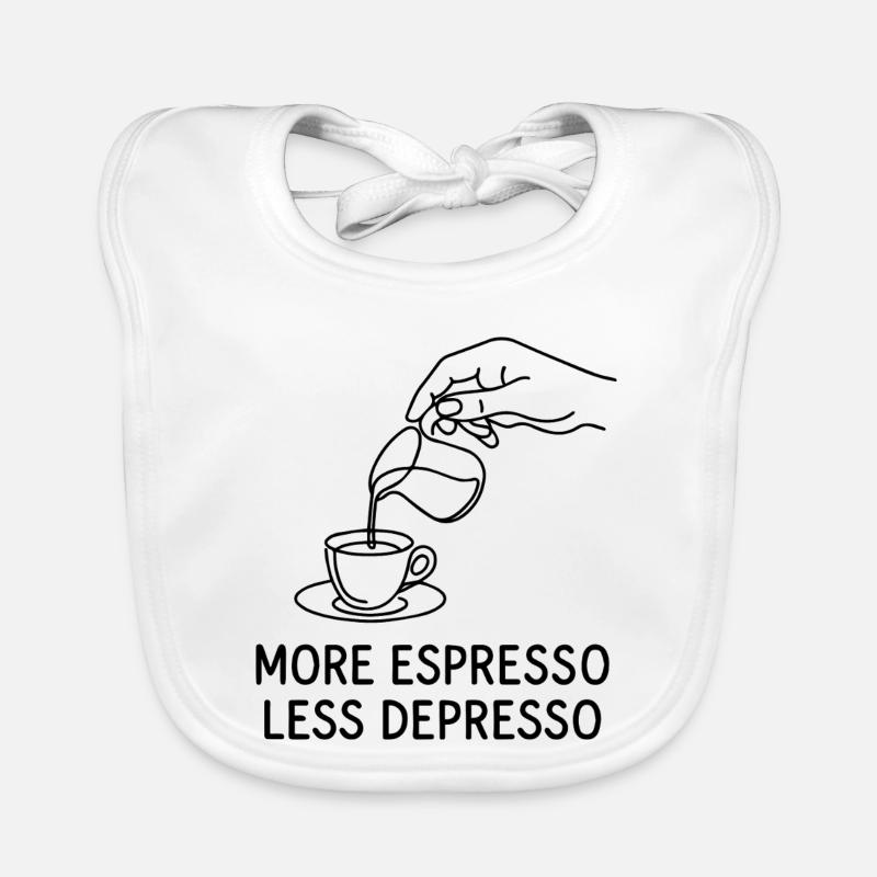 More Espresso Less Depresso for espresso lovers Organic Baby Bibs