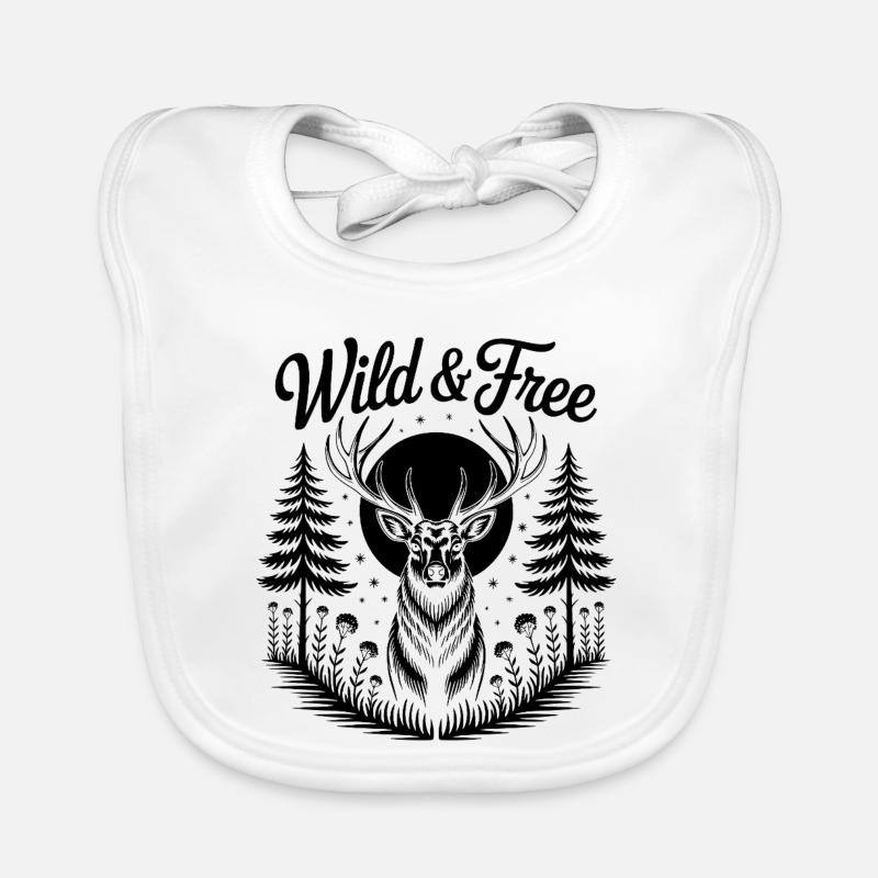 Moonlit Deer - Organic Baby Bibs - white