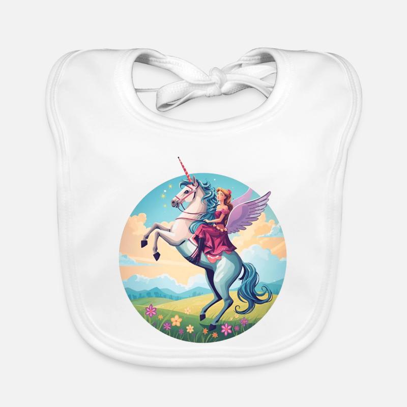 Illustration de cavalier de licorne magique - Bavoir bio Bébé - blanc