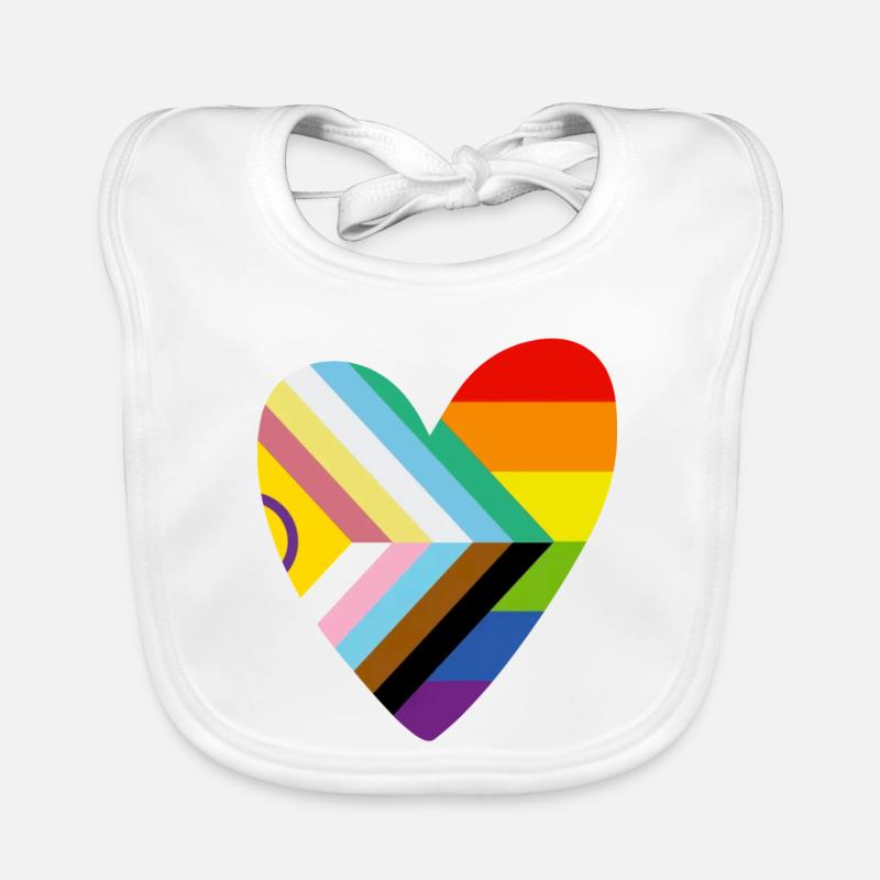 🌈 Cœur – Drapeau Progrès, Fierté & Handicap Bavoir bio Bébé