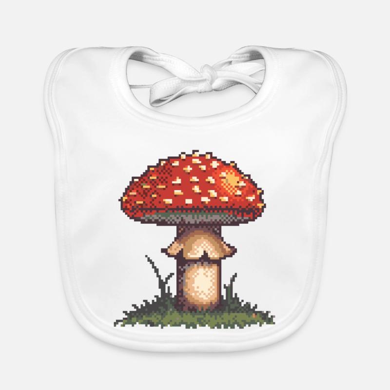 Pixel Pilz Neon Retro Baby Bio-Lätzchen