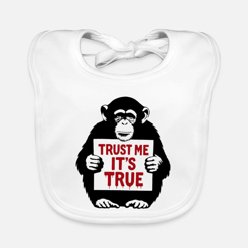 Affe mit Schild Trust Me It's True Baby Bio-Lätzchen