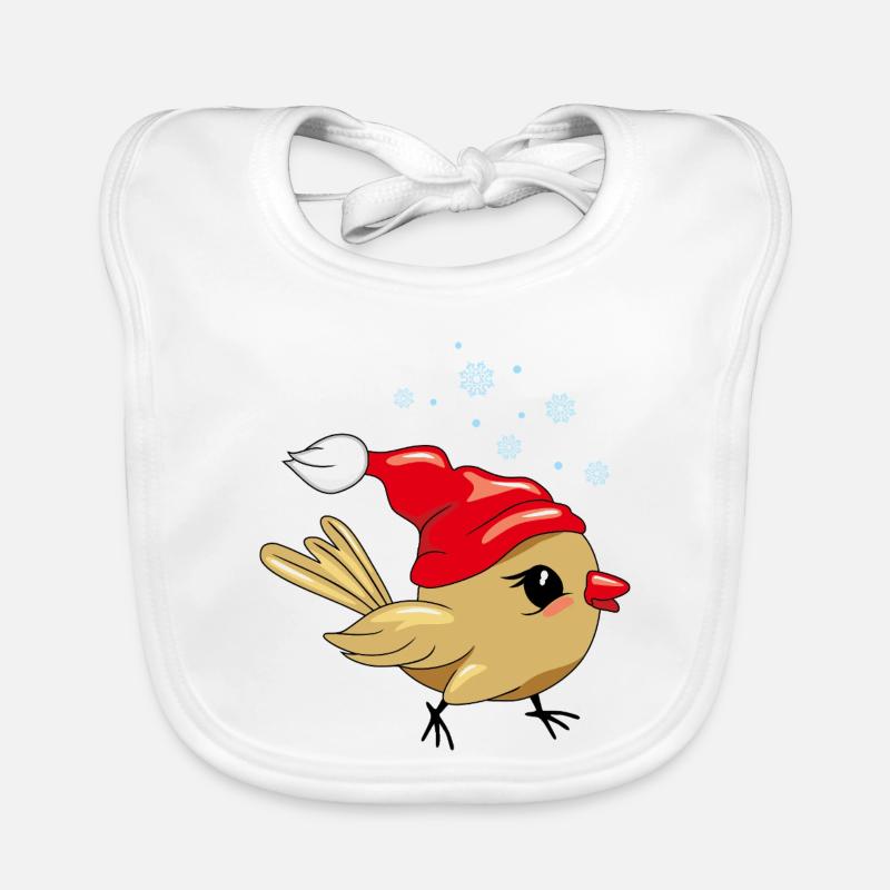 Oiseau heureux mignon dans le chapeau de Noël Bavoir bio Bébé